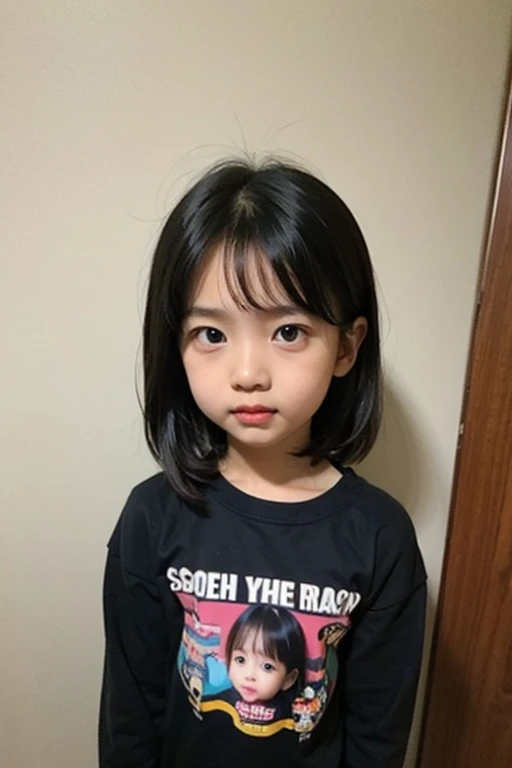 There was a young girl sitting on the bed in a blue shirt, Women with short hair, jaeyeon nam, hime-cut, tidy hair，By bangs, With long hair, Korean girl, taken with sony alpha 9, taken with canon eos 5 d mark iv, taken with canon eos 5 d,