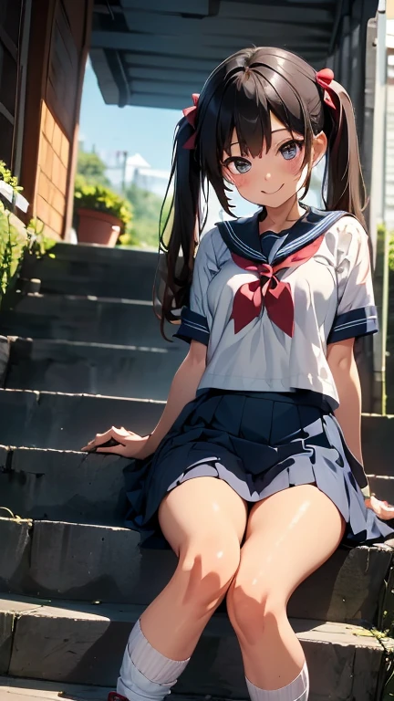 very cute and beautiful girl,(highly detailed beautiful face and eyes:1.2),
smile,black hair,sailor school uniform,(navy blue pleated mini skirt),
(from below:1.2),(squatting),white panties,beautiful legs,(cowboy shot),
flower garden,grassland,shrubbery,
(best quality,masterpiece:1.2),intricate details,highres,1 girl,solo,cinematic lighting,