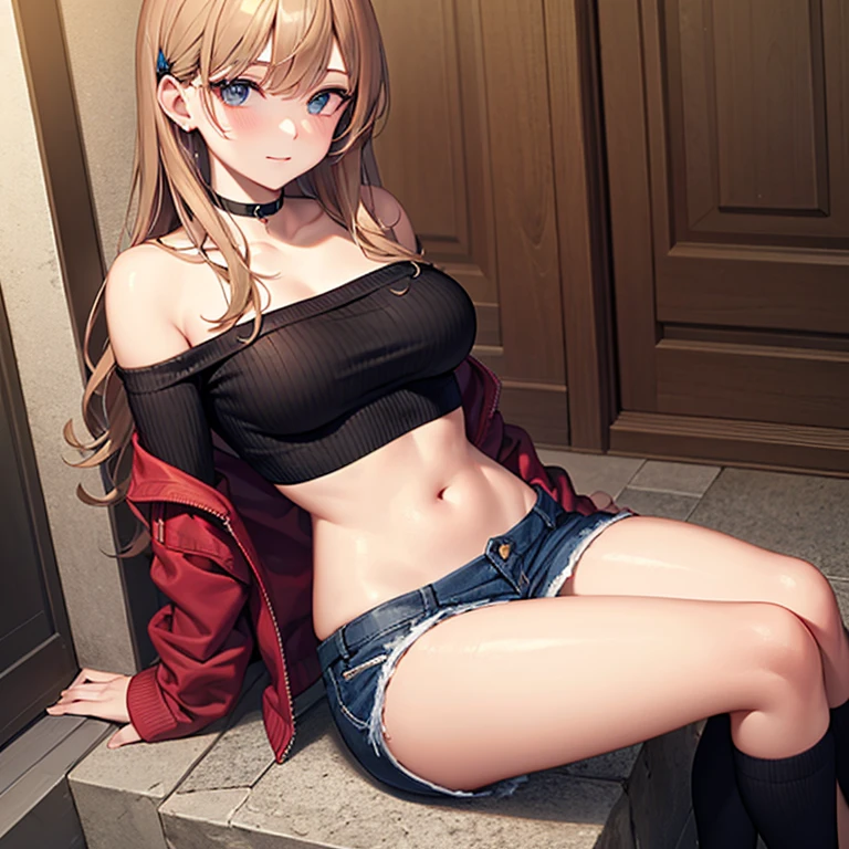 Masterpiece,Highest quality,8k,Ultra-high resolution,appropriate margins,lighting,Depicted from the waist up,BREAK,(1 person),Very beautiful school girl,Slim body,(The richest big breasts),Moisturized Skin,BREAK,(Golden Hair),mascara,Red eyeliner,Light pink lip,Thin teak,Thin eyebrows,BREAK,Light purple eyes,BREAK,Cute expression,Open your mouth a little,BREAK,short hair,Unshaven,BREAK,(Black underwear),(Hoodie with open front zipper),(Shorts),(garden),BREAK,Eye contact