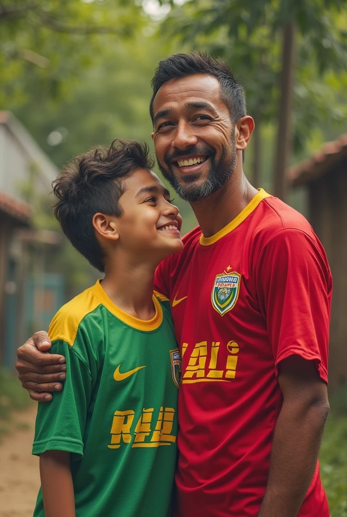 Una imagen de un padre con su hijo en un cultivo de maiz, que esten ambos de espaldas
