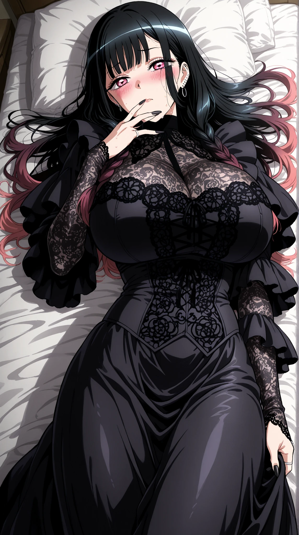 Mais alta qualidade、excelentes detalhes、Super high resolution、(fidelidade: 1.4)、The best illustrations、( japonesa)、(Uma de 12 anos)、sorriso、 detalhes do favor、1girl altamente condensada、com um rosto delicado e lindo、delicate collarbones、seios grandes e cheios、Olhos castanhos、tipo de corpo perfeito、(saia rabo de peixe altamente detalhada)、shy smile、((enfiando a saia))、Foco na parte inferior do corpo diretamente abaixo、Calcinha de renda, red clothes, position back to viewer