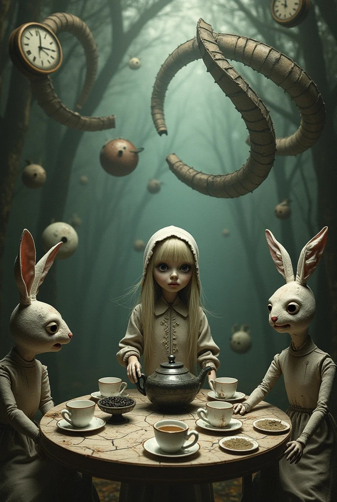 <lora:Ray Caesar Style:1>Ray Caesar Style - A whimsical teacup ride with fantastical creatures as the riders
