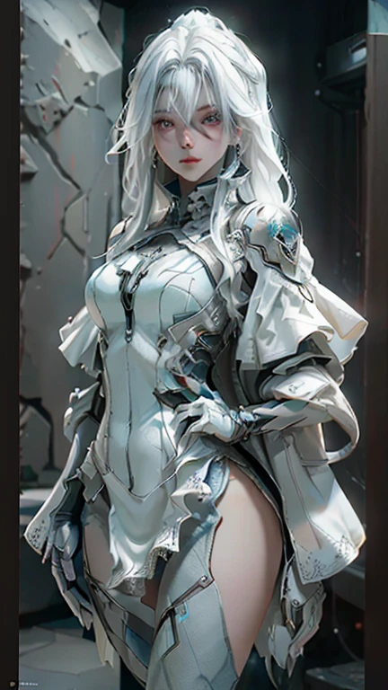 Highest image quality, outstanding details, ultra-high resolution, (fidelity: 1.4), the best illustration, favor details, highly condensed 1girl, with a delicate and beautiful face, dressed in a white mecha, wearing a mecha helmet, holding a direction controller, riding on a motorcycle, the background is a high-tech lighting scene of the future city.