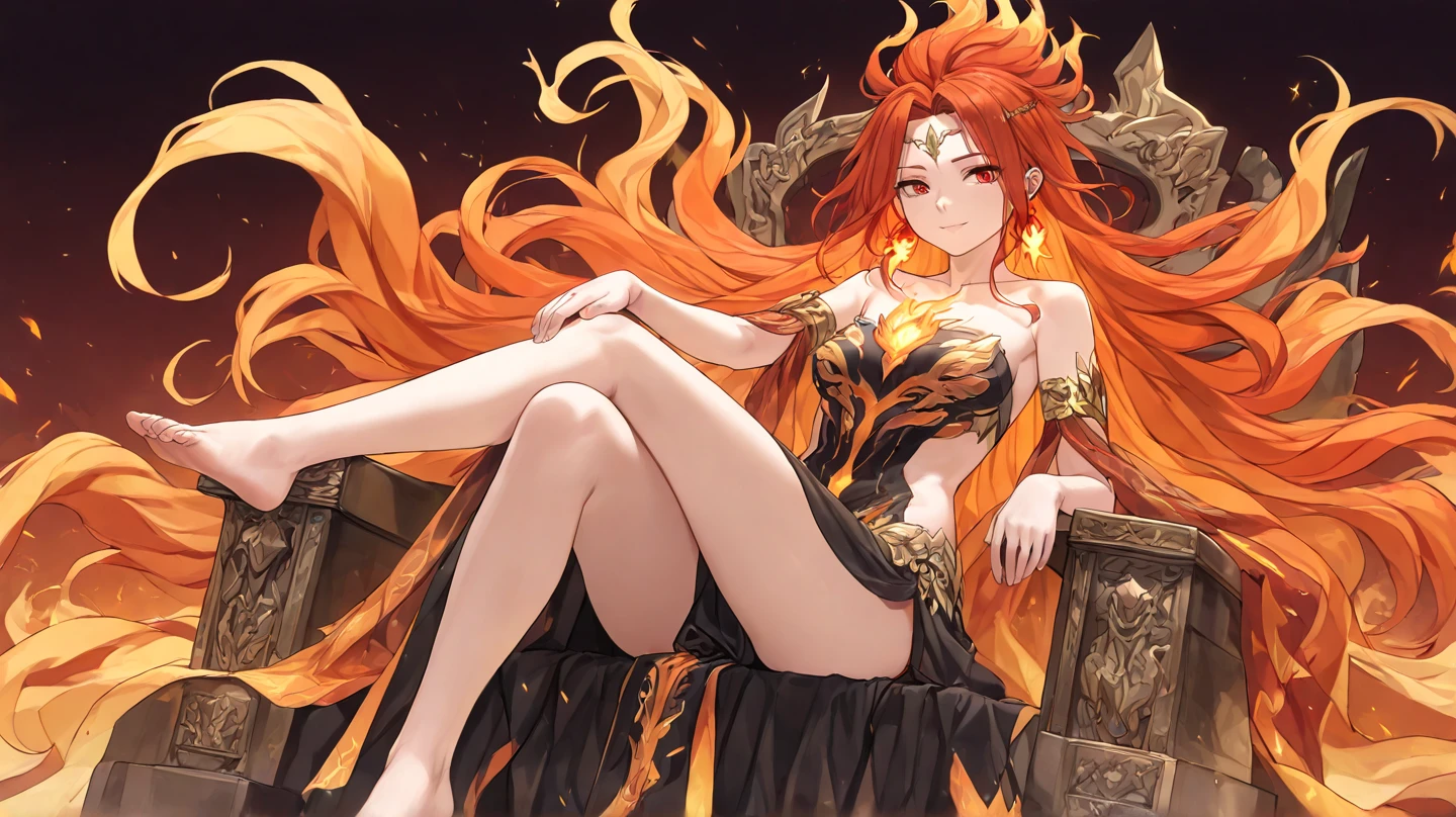 Official Art, master piece, sharp focus, (goddess, beautiful Greek woman, mature, MILF, gorgeous :1.3), (gorgeous:1.3) beauty, Delicate and beautiful hair, eyes and face, realistic, ultra detailed, beautiful girl, bright white particle, (side lighting:1.2), slender, lovely, modest busts (Above average), Massive:1.2) and very large hips, soft smile, ((smile with eyes, Open both eyes)), Posing , sideways, hands in front together, praying, Mount Olympus, Greek pantheon, Alone, facing, full body, Backstory, burned, fire, long red hair (orange tone), straight, long reach to the hips, Expression facial, maternal, modest, sexy, dynamic hair, Red eyes (Fire color), bright, (conservative dress, full, without showing too much skin, White, gold details), full body, ((camel)), pale skin, hair ornament,