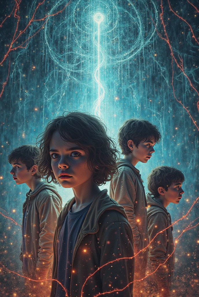 there are two boys that are holding a light bulb, imagem promocional do filme, promotional image, Imagem promocional, arte promocional, next gen, verde brilhante, brilho verde, Programa de TV, olhos verdes brilhantes, arte chave, Brilho Verde, neon verde, olhos verdes sobrenaturais, Direction: Fernando Gerassi, photo render, enigmatic!!, Cor ainda, imagem renderizada