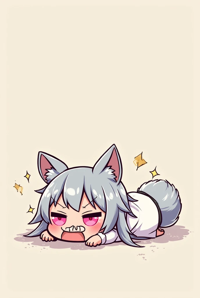 Solo, score_9,score_8_up,score_7_up, source_cartoon, kemono style, (Anthro furry hellhound, loona from helluva boss, furry body white eyes, red sclera, sad eyes, tongue out, steam coming from her mouth), naked, simple background, squatting, paw pose, panting, drooling, from above,