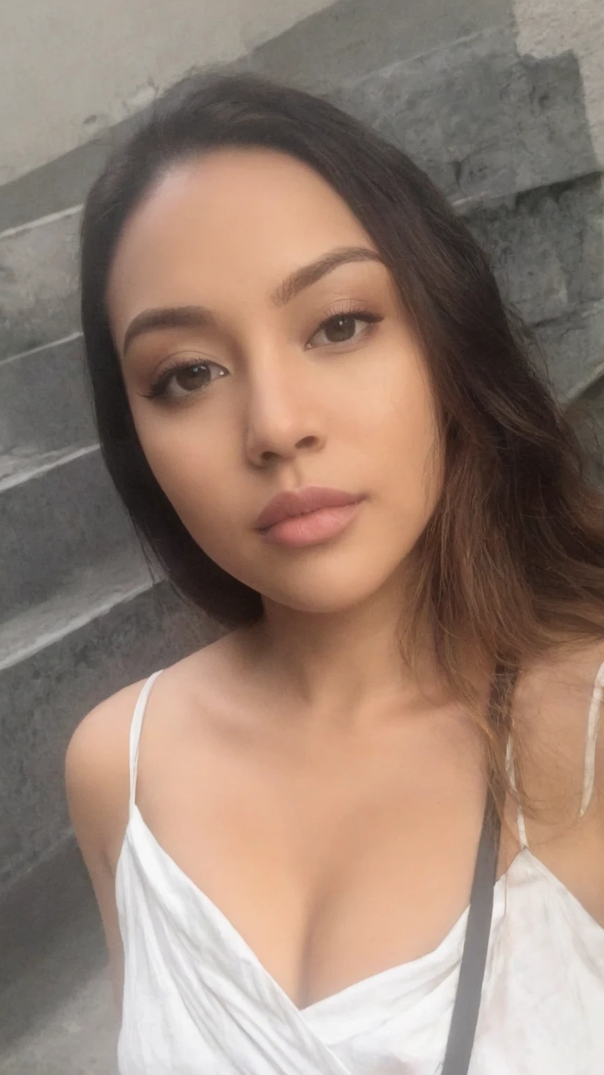 Realismo joven mujer asiatica ojos ragados belleza atardecer gym ojos pardos