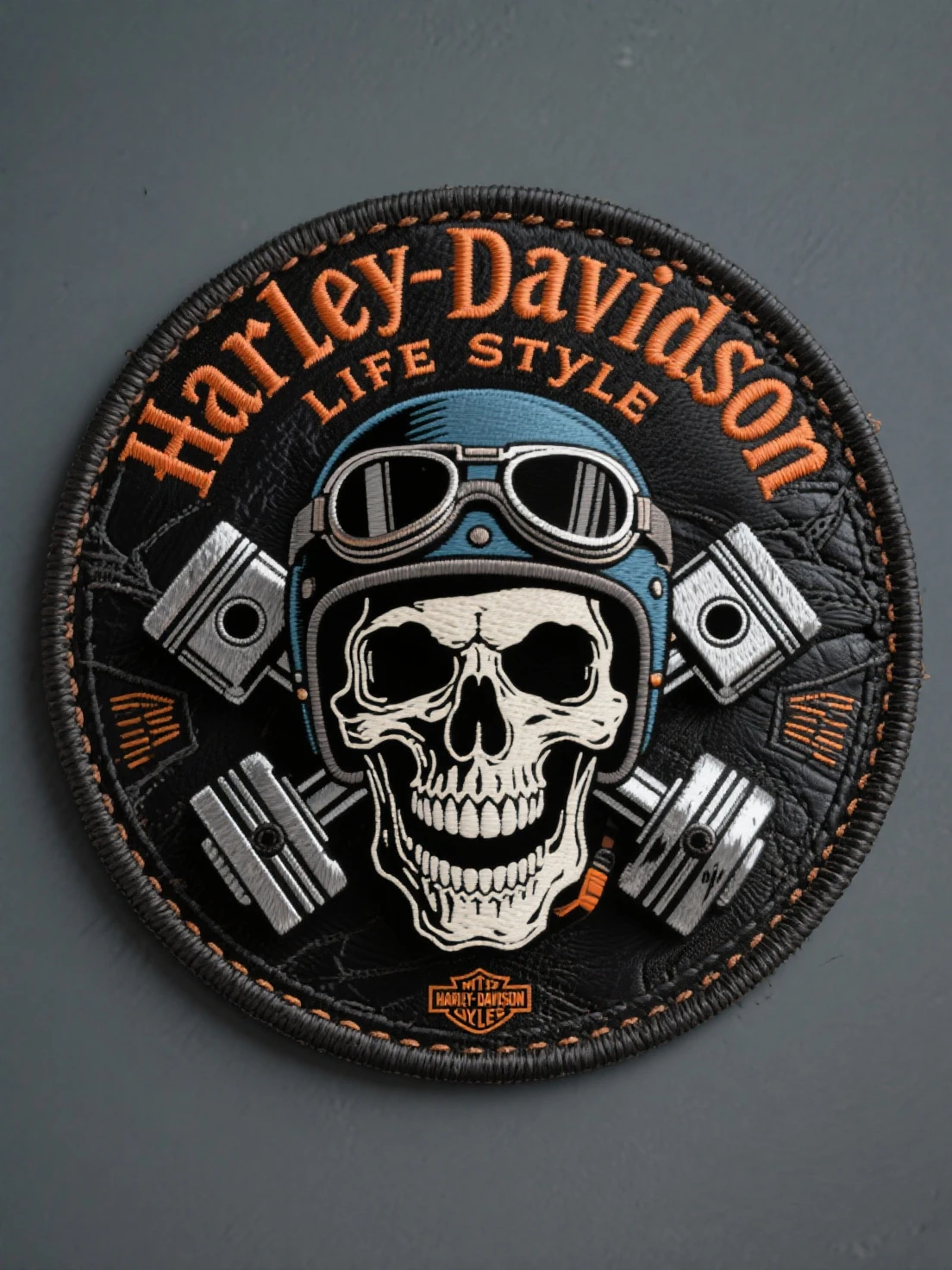 Harley Davidson logo design,t shirt design,design only,white background,no model,professional,high contrast,high-res,ultra-detailed,vivid colors,metallic accents,sharp focus,edgy,dynamic composition,gritty texture,rough brush strokes,mechanical elements,chrome effect,classic typography,retro style,distressed look,aggressive lines and curves,3D rendering,striking visual impact,dark shadows,strong branding presence,monochromatic palette,industrial aesthetic