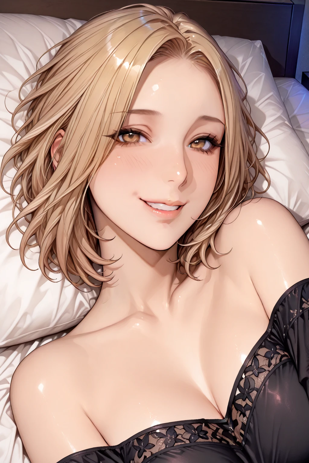 ((Browsing Caution:1.4, masterpiece, Highest quality, High resolution, 超High resolution, Pixel perfect, Written boundary depth, 4K, RTTX10.0, High resolution))), One Girl, single, alone, she, Beautiful Anime Girls, Beautiful art style, Anime characters, (((((short hair、Blonde、lure))))), ((Beautiful eyelashes)), ((Detailed face, Blushing:1.2)), ((Smooth texture:0.75, Realistic texture:0.5, Anime CG Style)), ((Beautiful and large breasts, Cleavage)), indoor, Bedroom, Dynamic Angle, Big Breasts, Perfect body, Underarm, ((Sleeping in bed, (Sleep on your back:1.5), sleepy, close your eyes, Lying in bed, Sleeping posture, Wake up)), ((close, throw, cute, Shoot the body, Sighing expression)), ((red bra color, Red Lingerie)), (Natural light, Reflection of light, Morning Scenery), Embarrassed expression, (Expression of sexual pleasure:1.8), (Expression of unbearable pain:1.2), The expression of someone who is holding back from going to the toilet, twist, Raise your hand