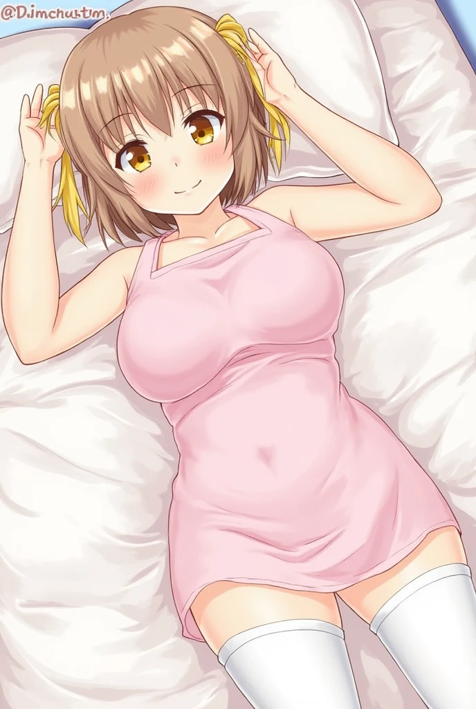 Cute beautiful girl、、Big Breasts、(blush:1.3)、Beautiful Eyes、Brown skin、Pigtail hair、Stretch your legs and open your legs