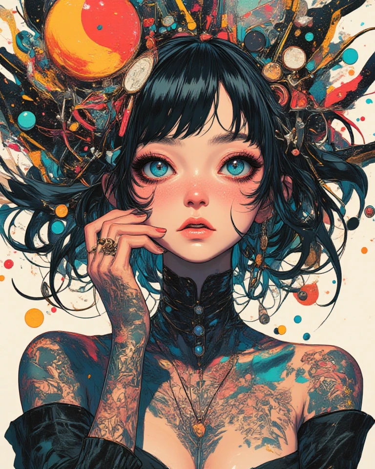 samdoesarts style drunk beauty plays the delirious person in the sandman, (Colorful soap bubbles that create hallucinations), author:Jeremy Mann, By Sandra Chevrier, author:dave mckean、richard avedon 和 maciej cuciara, Punk Rock, girl, High Detail, 8K