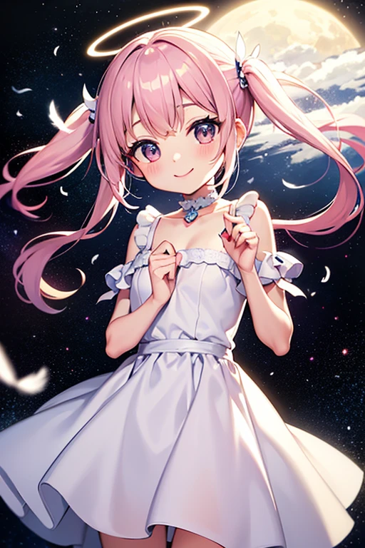 (Chibi:1.2)、(masterpiece:1.4)、(top-quality:1.4)、(a very pretty girl、hyperdetailed face、Eyes Like Gems、very long pink hair、Colorful gradient hair:1.4)、(full bodyesbian、Perfect two arms、Perfect two legs:1.4)、(Perfect four fingers:1 thumb)、optic、brilliance、Bokeh、Ultra-fine、Pigtails、Flower garden、细致背景、Fantastical、Underexposed eyes、White dress、cat ear、Colorful flower background