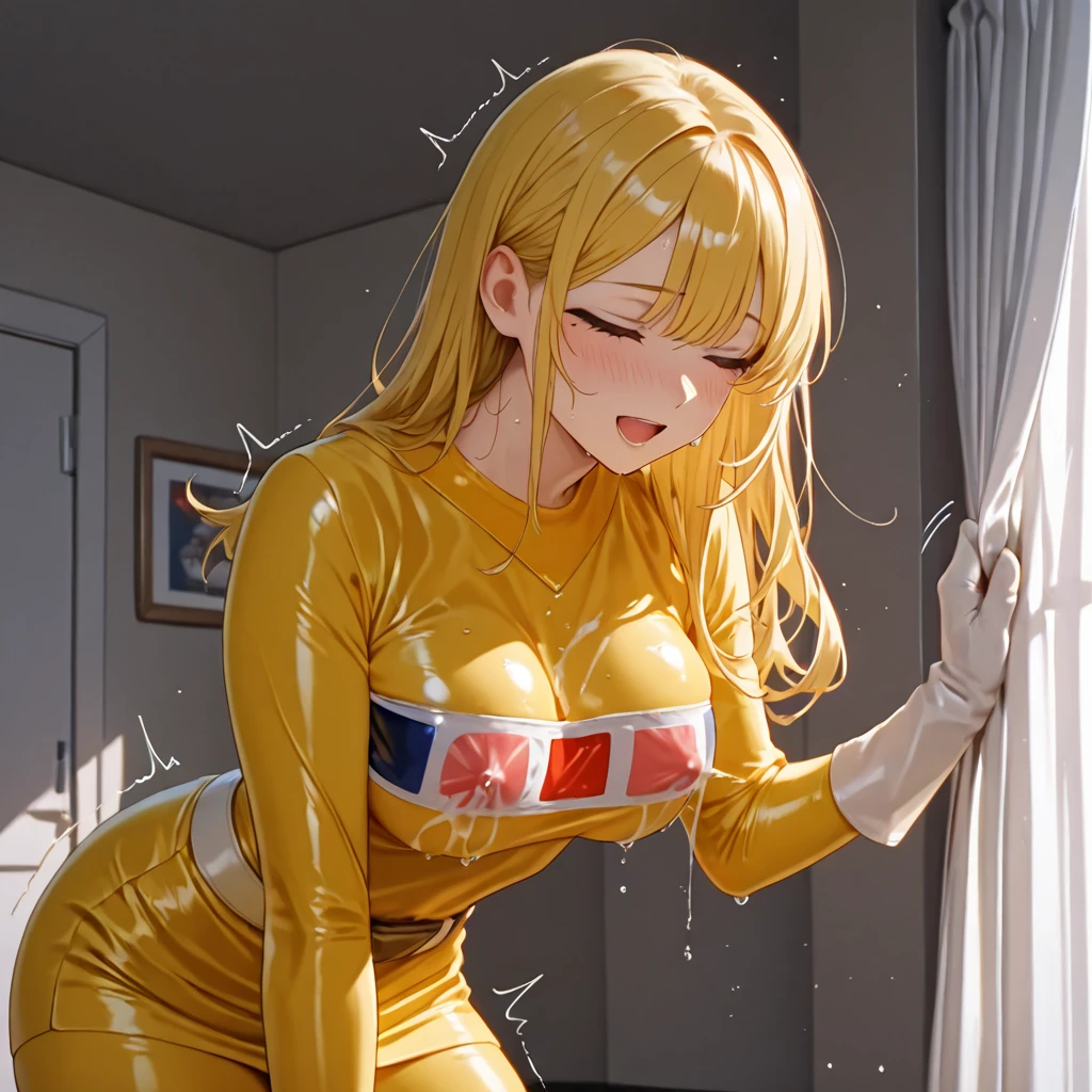 (nsfw:1.2), (((HHH))), a precious special eroticism porn scene, Express all her emphasized feelings through her facial expressions,
full color, ultra masterpiece, ultra high quality, photorealistic:1.3, ultra high resolution, described in ultra fine detail down to the minutiae, sharp, clearly, textured, depth of field, professional composition and lighting, (close-up shot),
sexy, sensual, erotic, eros, horny, sexually aroused, craving, (panting), sticky slimy, (raw), shiny, glaring, rich, pink, sexual ecstasy paradise, a flashy eroticism porn party,
top grade flashy:1.1 virgin killer courtesan, ((She is coming almost right in front of me)), (looking up and (enraptured:1.1 rapt:1.1 (half-open)) bedroom eyes to downward camera view)),
wearing wrinkled ((fine gold color (shiny super reflective (polished:1.5) metallic polyester) flashy lingerie mini bodycon dress)), (puffy nipples under the lingerie), (breasts spilling over the bra due to being tight), skindentation, Wedgie,
beautiful sexy face, detailed mouth:1.1, detailed too shiny lips:1.1, large firm breasts, oily wet translucent skin, blonde messy loose (updo) hair, gold simple necklace earrings,
((blush)), (((sweat))), a little particle sweat drops, (((steam))), ((sigh)), ((((drooling)))), (((((ecstasy))))), ((((orgasm)))), (((ahegao))), ((((cum on body)))),
ecstatic attentive escort service, energetically, ((blissful:1.5 ecstatic expression:1.1)), oral vagina, Drooling slimy tongue, She took a libido booster and her sexual energy has increased, Give me her special H service that captivates boys, handjob gesture,