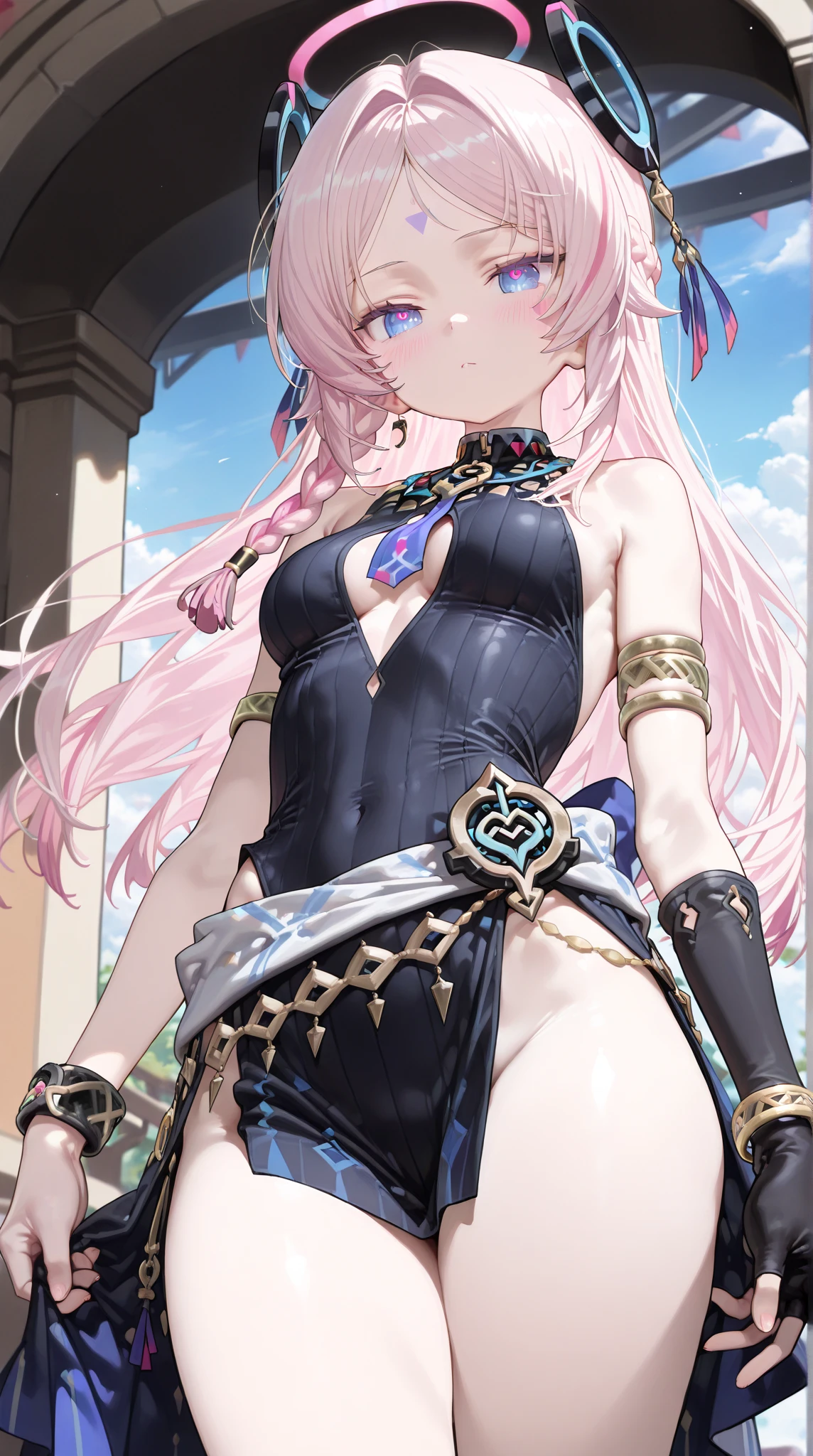 1 mature female,25yo,(female paladin surrounded and attacked by 3 goblins),(estrus goblin),((gorgeous paladin armor,arm guard,leg guard,holding dagger and small shield)),dynamic pose,dynamic angle,cave,(Weakly kneeling),(crying,angry),navel,large breasts,(Gorgeous Necklace,jewelry, bracelet)