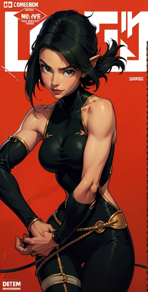 Skinny gay man, tan skin, lattin, clothing, goth, futuristic dress, long gloves, long black hair, fashion, fire godess