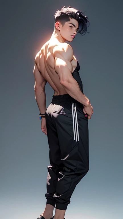 Oil painting, A handsome Fifteenth century page Young boy Brent Everett In a jacket, 17 years old, athletic build, ideal body, aesthetically beautiful, erotically tempting, seducing, offering himself With a beautiful sexy Jocky panties With round perfect buttocks, muscular, sweaty after a workout, diamond all over the body, Back view