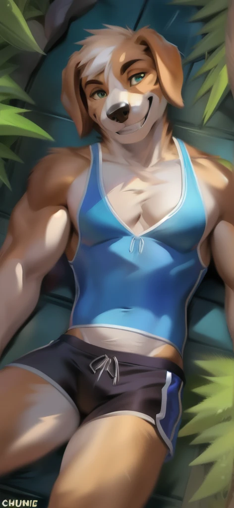 A boy with short fluffy light brown hair with light green eyes with freckles and long eyelashes Buko no hero academia style Calm standing With tits Lingerie