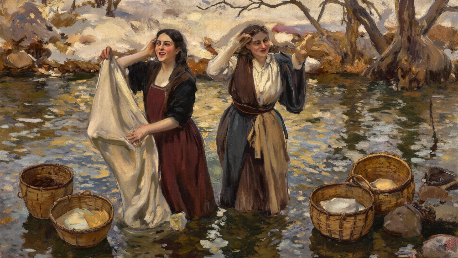 <lora:William McTaggart Style:1>William McTaggart Style - Children giggling and playing on the shore
