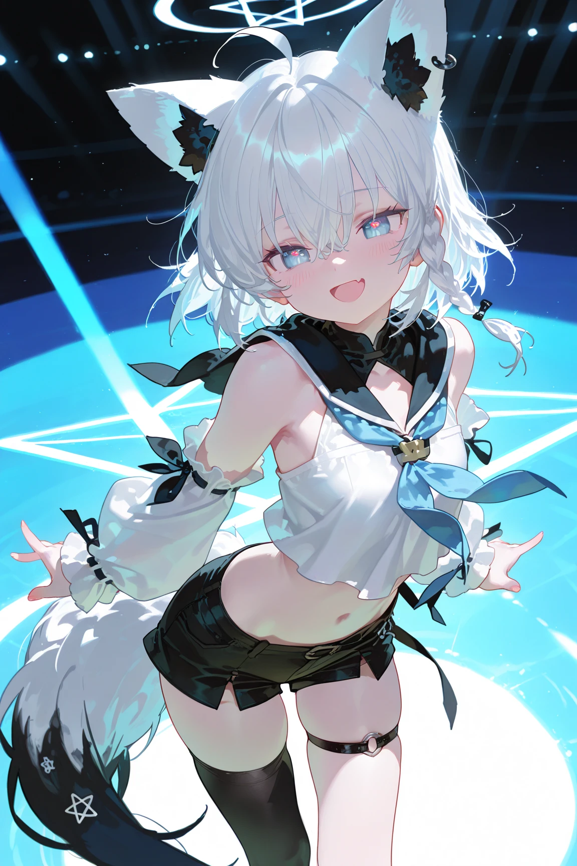 Setsuna, 1girl, anime, best quality, wolf girl, short hair, blue eyes, dynamic lighting,