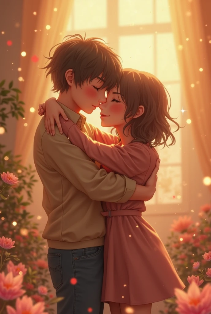 One girl and one boy doing romance