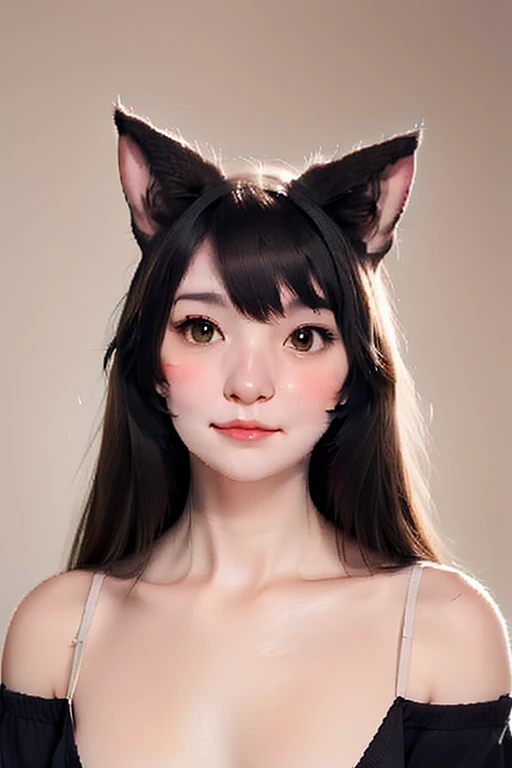 black hair, hair bobbles, wince, longeyelashes, solid circle eyes, fake animal ears, light smile, ear blush, fang, ccurate, Surrealism, drop shadow, anaglyph, stereogram, tachi-e, pov, atmospheric perspective, 8k, super detail, best quality, UHD