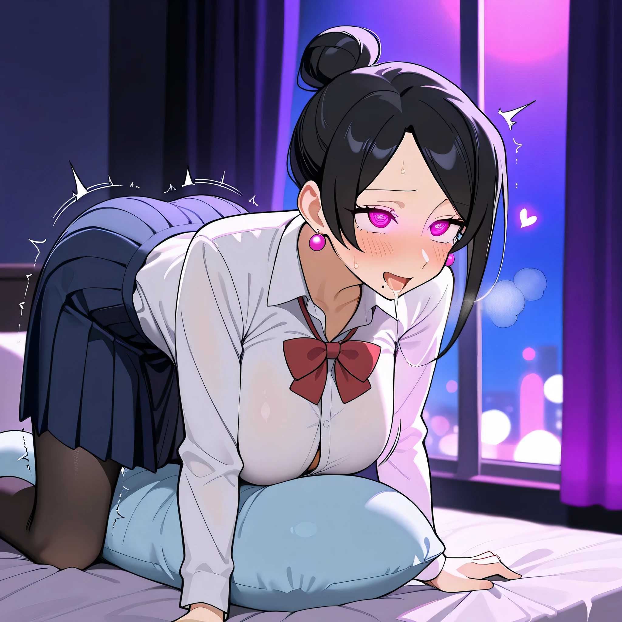 One woman、One Man、beautiful girl、high school girl、Short Hair、Sailor suit、Short pleated skirt、Love Hotel、Love Hotelの部屋、Pink lighting、Knee socks、King-size bed、Highest quality, Black Hair、Sweaty body、ムレムレのKnee socks、Sit on the bed、Lie down with your legs open、Lie on your back on the bed、Embarrassed face、Pink Panties、Pink Bra、Scared、Money is handed over、Man holding money、Make your panties look bold、Thick thighs、Big 、Big Ass、Penis insertion、Normal position、Sex、Sexual excitement face、仰向けでSex、A man is covered by a woman、A man covers her and fucks her、Rape Eyes、Used condoms scattered around、Covered in semen