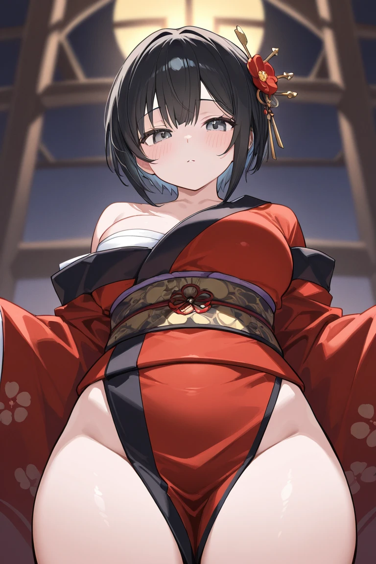 ((Highest quality)), ((masterpiece)), (detailed), One girl, sexy,Masturbation,naked,While lying on the bed,One hand between the crotches,On the futon in a Japanese-style room,Wetness around the crotch