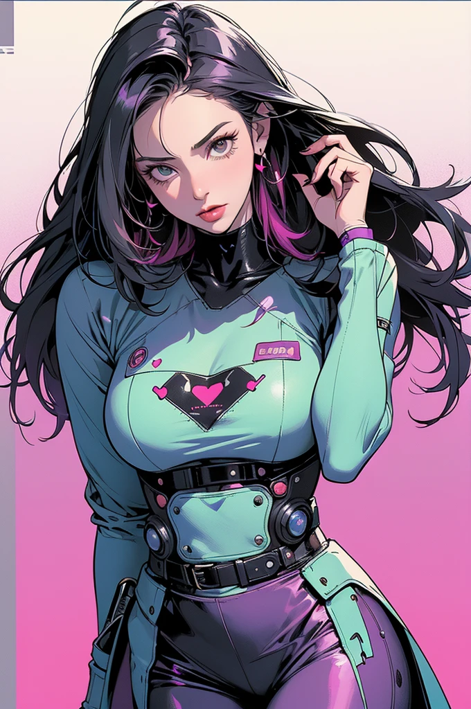 a digital painting of supergirl merging with venom, long hair, cyberpunk art by Josan Gonzalez, winner of the behance contest, afrofuturism, synthwave, neon, shiny neon, thick thighs, thin waist, sensual, nsfw, little clothing, erotic art, anime, torn battle clothes, extremely sexualized, sweaty body, NSFW, big breasts, big ass, HD, 8k, High quality, details, perfect body, Highlight the body, detail on the perfect face, detail in the background