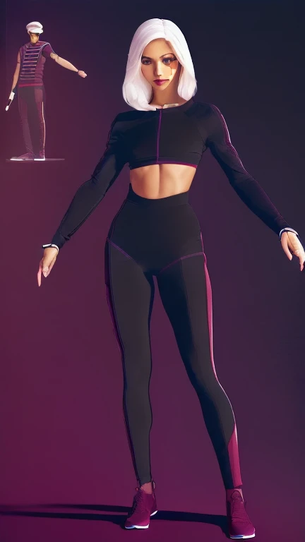 ((((masterpiece, best quality)))), ((34 year old)), (((Curvy))), ((Blue skinned Dark Elven woman with long white hair)), in ((green tanktop)), ((((purple cotton panties)))), (((standing in front of a gradient magenta background))), (((realistic 3D game model)))