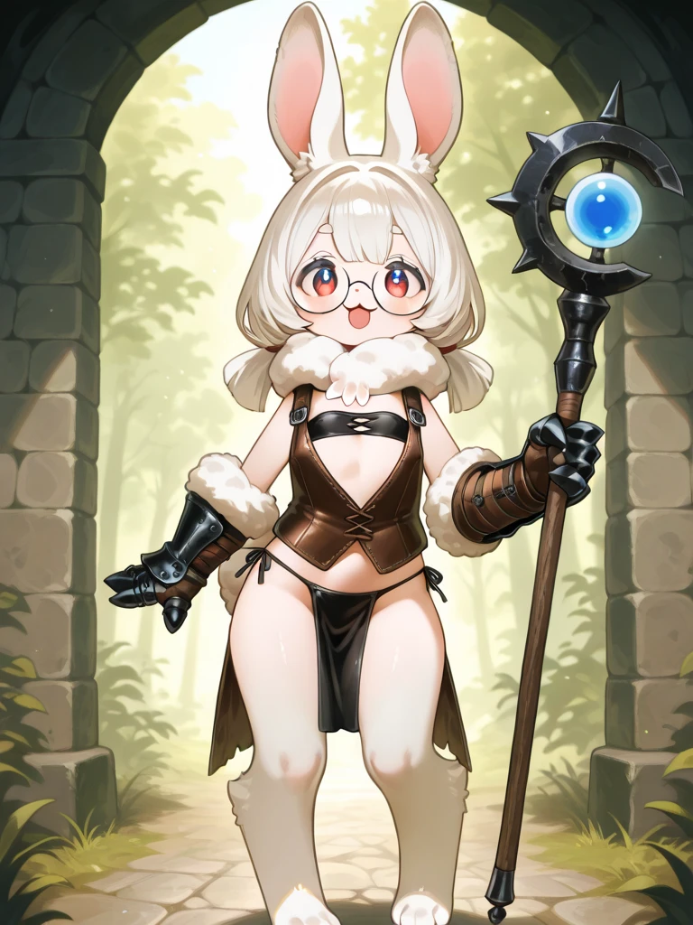 Bunny boy wearing glasses wizard robes briefs windy