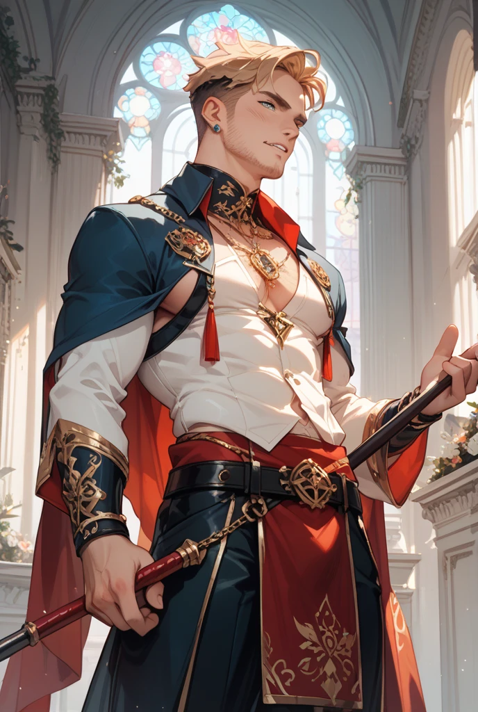 
masterpiece, 最high quality, high quality, 1 boy, alone, Male focus, Watching the audience,  Messy brown hair, Adorable big blue eyes, White, Noble, Noble, Sexy nude body with cape、A very voluminous, large, very large, very large, long, long red and black cape with a high stand-up collar, reaching down to the floor, made of a lot of fabric., 17 years old,Cute beautiful boys,Cute, cute, kind, handsome guy
