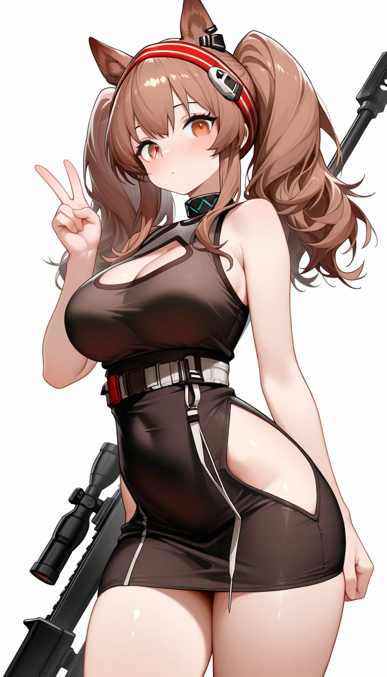(masterpiece, best quality), 1girl, <lora:quietmetalgear-guy-v3:1> quietmetalgear, ponytail, makeup, eyeshadow, bikini, front-tie top, suspenders, gloves, single elbow glove, thigh holster, torn pantyhose