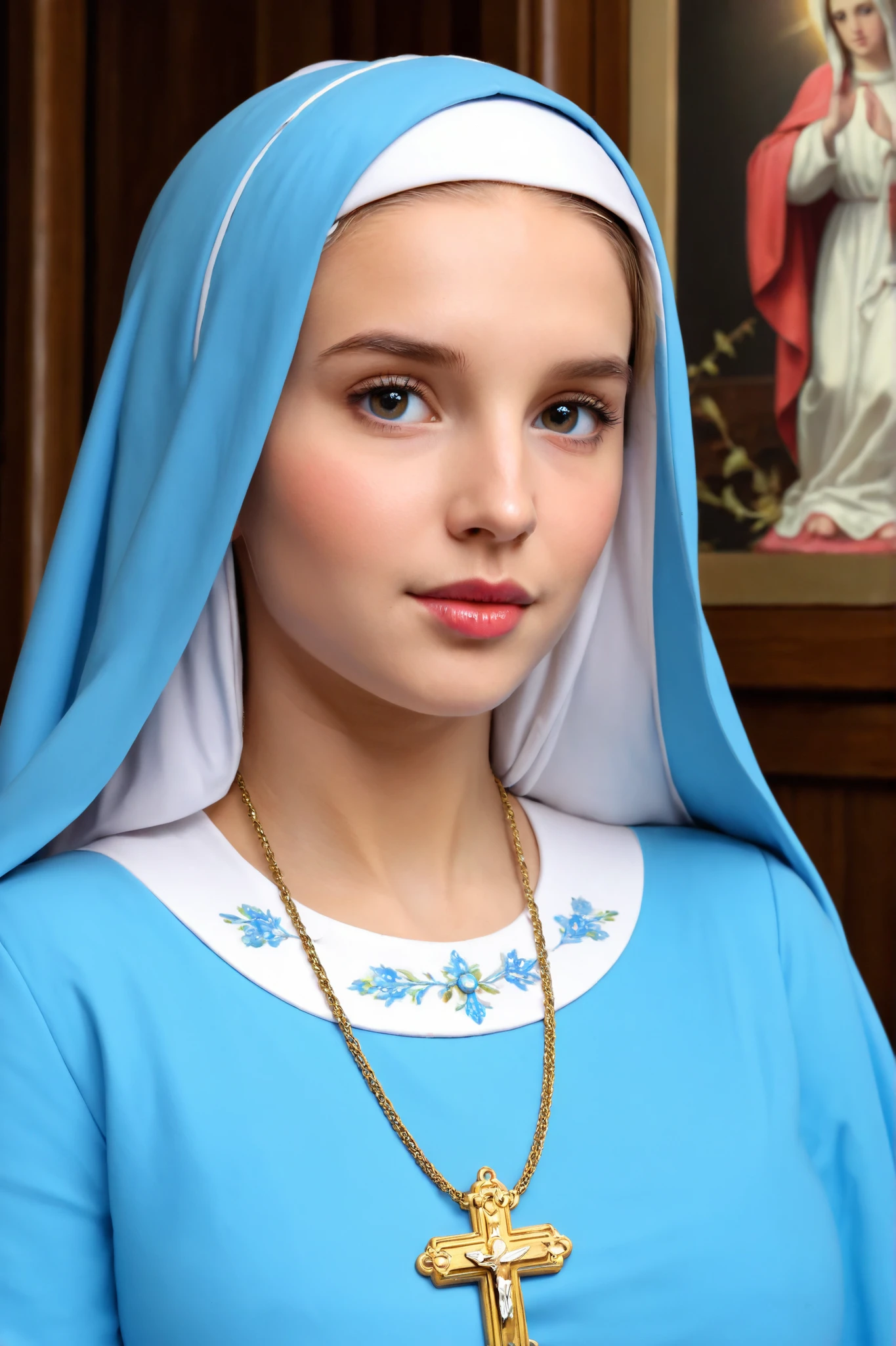 Very beautiful and real Virgin Mary looks at me closely