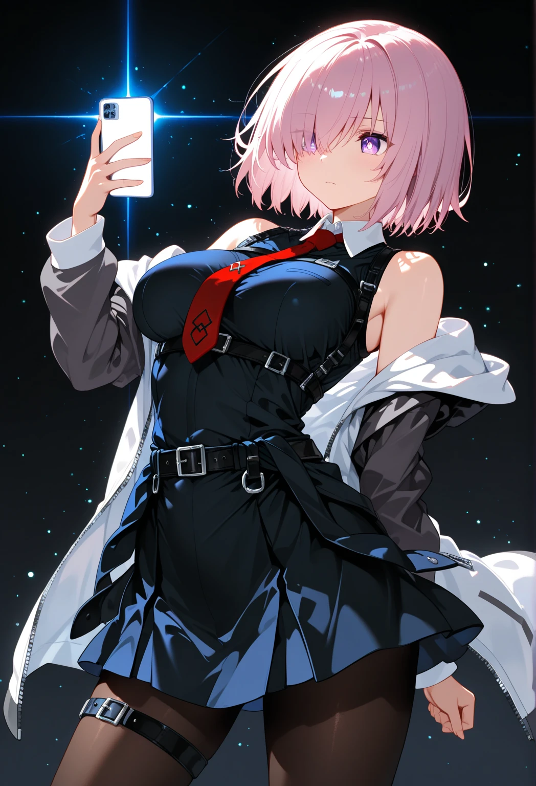 1girll, (iwanagadress:1.2), (iwanagakotoko:0.9),(Masterpiece, Best quality:1.1),独奏, Curvy, Evil smile,White jacket, Casual style,Open jacket, belt, Cowboy shot、White color hair,a small face、hason、Bright smile、(Parka、Finger gloves、White sneakers)、(Fine fingers、human hand)、(Detailed face) 、(top-quality: 1.4、tmasterpiece、 hyper HD、 Top resolution,、The is very detailed、 profesional lighting、 Gray light illumination、low angle from below)
