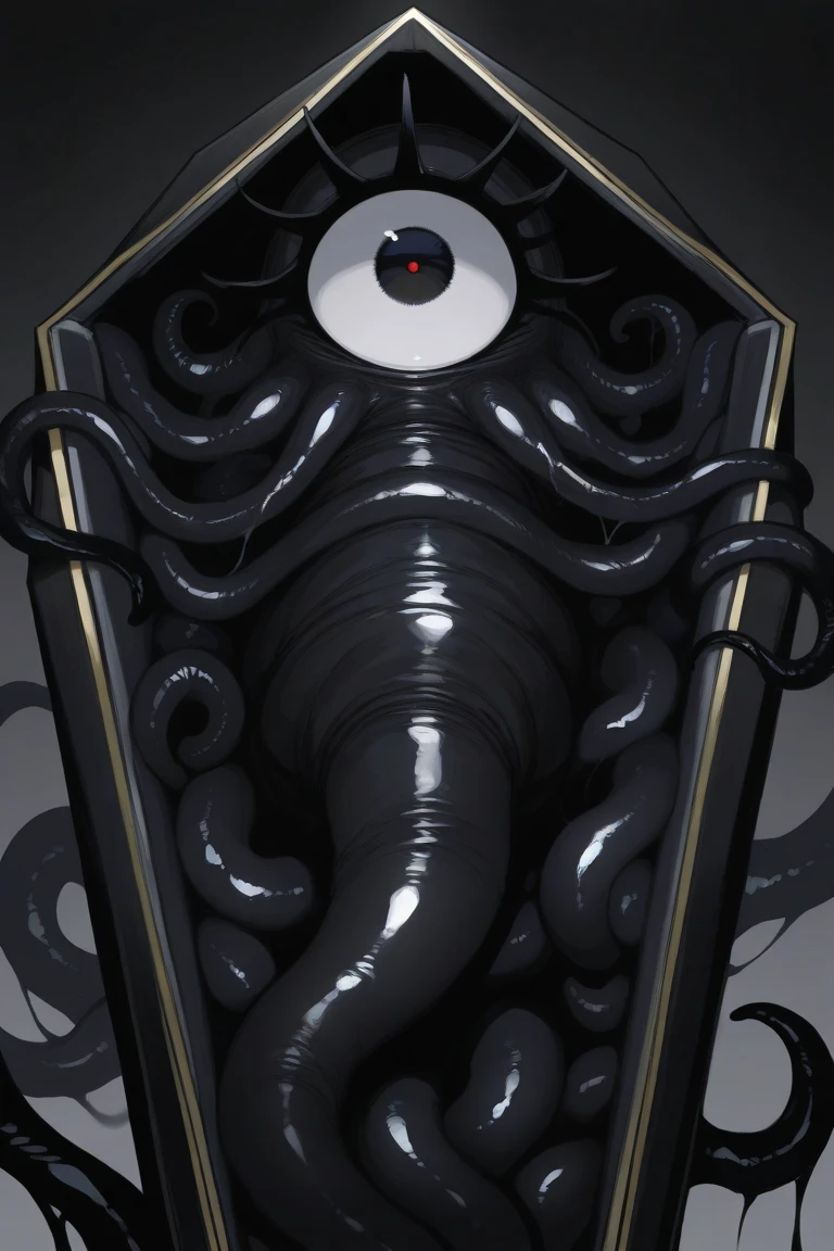 (extremadamente detallado, obra maestra, La mejor calidad), Estilo oscuro, intense illumination, rostro con arrugas, lengua larga, tentacle, deforme, monstruoso, interior de una piscina de agua verdosa, imagen submarina, alien con Colmillos finos, pico de pulpo amenazante. manchas de tinta. Rococo composition. Luz de caravaggio