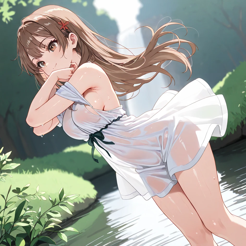 Browsing Caution,（One Woman Naked:1.5）、Pussy juice、Very embarrassed、Highest quality、Tropical countries、Sandy Beach、high school girl、During class、(Bukkake:1.1), (Facial:1.6), (Cum on body:1.6）, (Cum on my chest:1.1),Are standing、Full body image