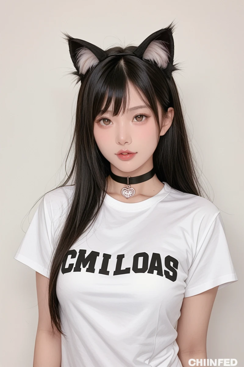 Cute Japan junior high school student, Low Ponytail, ((Cat ear)), Heavy Metal, leather jacket, mini skirt, short hair, Black eyeshadow, Black lip, Earrings, whole body, (((whole body強調))), 