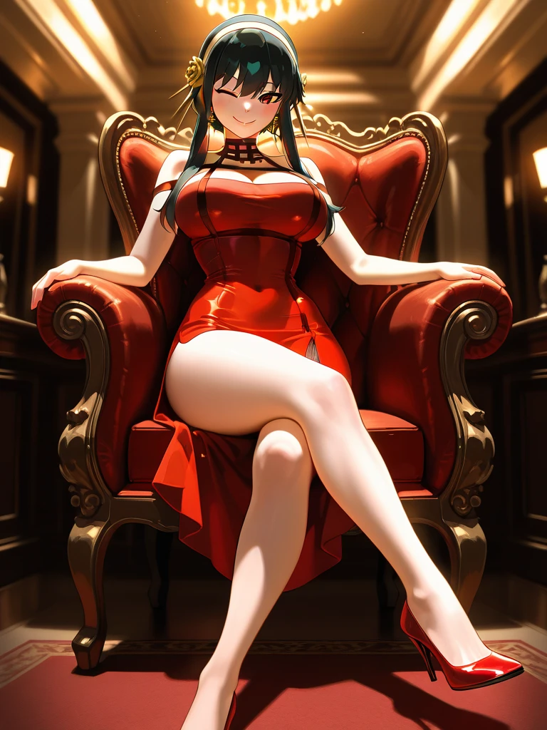 taihouforbid, mature woman sitting by the huge window in a corridor of a grandiose palace, wearing a short sexy and elegant red dress, while playing with a small white dog with her bare foot, older female, long black hair, hair accessory, earings, thin necklace, large breasts, cleavage, bare legs, shaped thighs, barefoot, red dress, short dress, elegant dress, by the window, palace, red carpet, corridor, morning light, sunlight, ethereal, looking at viewer, seductive anime girl, seductive look, sexy pose, full body, (full body shot:1.1), beautiful detailed eyes, beautiful detailed girl, curvy:1.1, dynamic pose, fashion clothing with diverse colors, perfect eyes, perfect face, perfect retina, perfect hands, perfect fingers, perfect feet, perfect toes, ultra detail face, ultra detail hair, very detailed eyes and face, ambient occlusion, cinematic lighting, field of view, fluid motion, harmony, interconnected elements, movie lighting, photorealistic lighting, realistic shadows, (vibrant colors:1.05), vivid lighting, warm and cool color palette, amazing, solo, trending on artstation pixiv, 8k wallpaper, best quality, CG, detailed painting, fine detail, (High Quality:1.4), high resolution, huge file size, illustration, Intricate Details, masterpiece, (photorealistic:1.4), professional artwork, (raw photo:1.2), reflective art, sharp focus, super detailed, unified, very detailed, extremely detailed artgerm, (nsfw) Not Safe For Work,