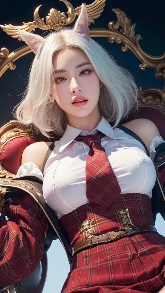 1 girl, solo, cute, looking at viewer, beautiful body, blush, (silver blonde short wavy hair), (small breast), (green eyes), very life-like eyes, stylish casual outfit, beautiful environment, highly detailed, masterpiece, best quality, highest quality, high resolution, (masterpiece:1.2), realistic lighting, incredible lighting