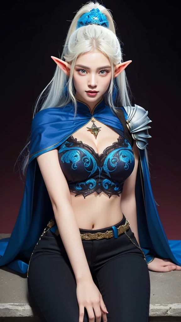 8k, highest quality, （beauty of pubic hair), High resolution, lively, real person, advanced details, Super detailed, Blonde female swordsman on western magic background，correct anatomy,Medium chest, ((erect nipples)), thin waist,