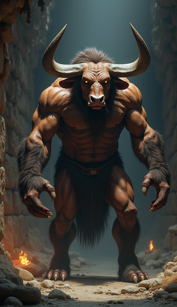 Minotaur with head half man half ox