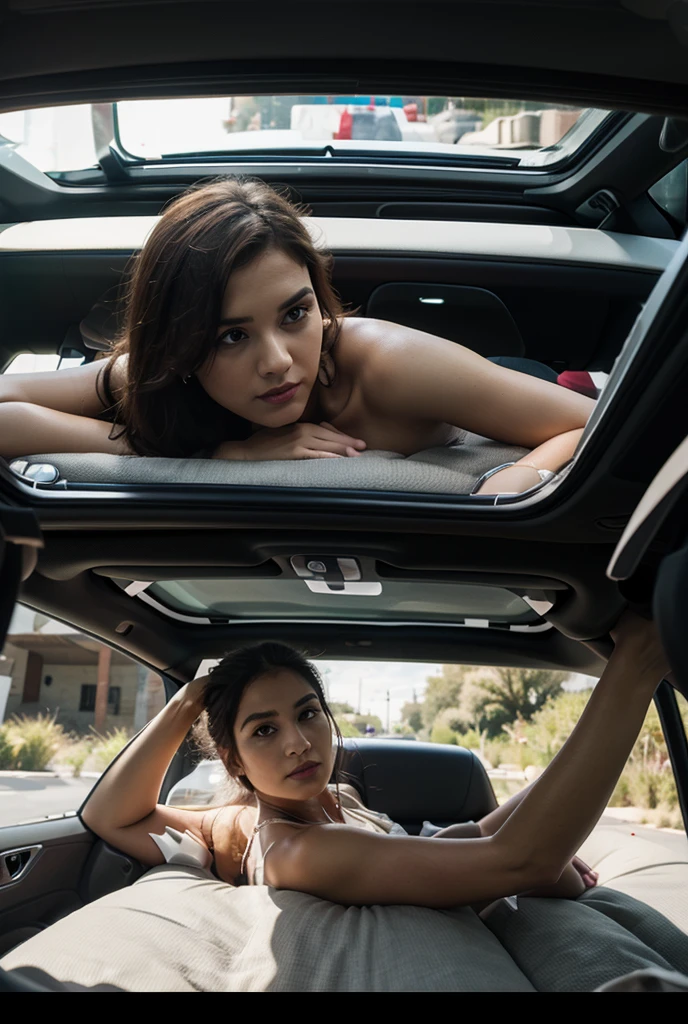 Sexy girls while holding cock driving car rain falls on road dream sharper 
