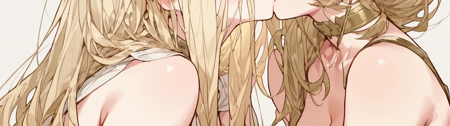 ((masterpiece)), (Highest quality), (Simple style), Blonde, long hair, golden eyes, naked, legs spread, two girls ((cunnilingus))