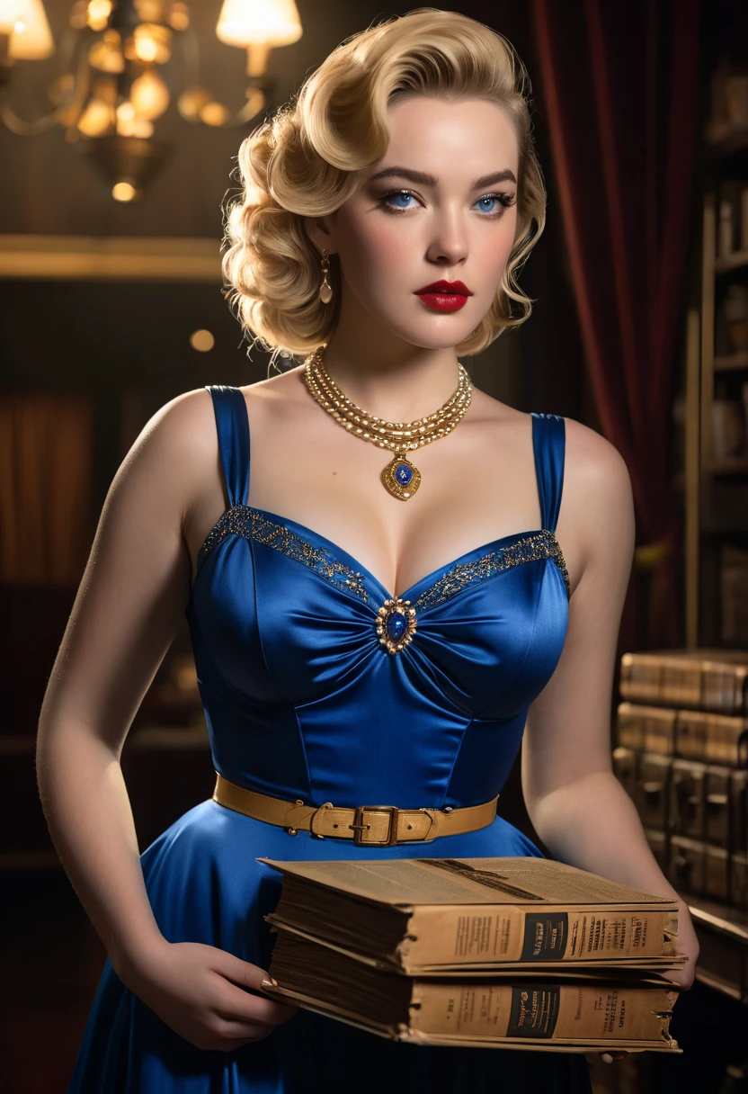 1 girl in a luxury cruise ship, red ruby decoration, 20 years old Finnish girl, slightly overweight, medium hips, (hourglass body:1.5), (Lana Del Rey: 0.6 | Amber Heard: 0.8 | Nicole Kidman: 0.4), tiny waist, cute, ice blue eyes: 2, small up pointing nose, thin light greyish brown hair, photography masterpiece, hourglass body shape, good hands, detailed skin