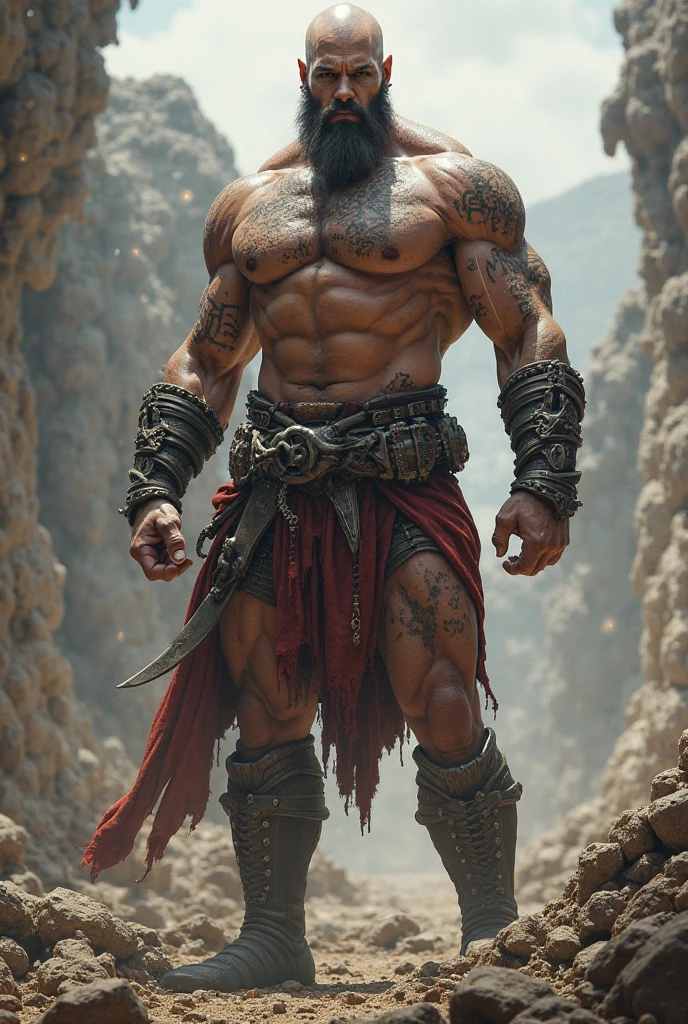 barbarian escaped the attack of a monster face to face