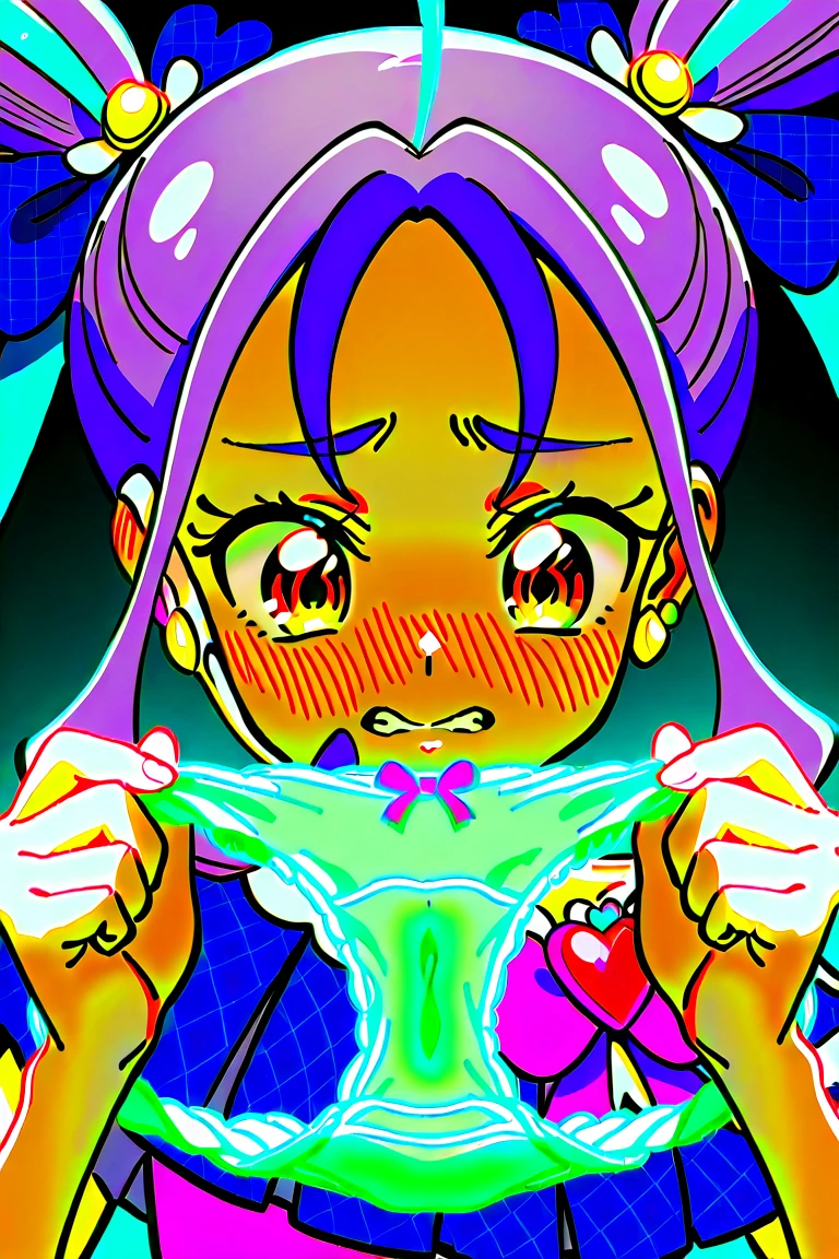 (best quality), (Super detailed), (Best Illustration), (nsfw), (1woman), (Ahegao:1.2), look at viewer, (flower pattern shirt), (Big Breasts:1.2), {brown hair, (bob cut:1.2), curly hair, hairs between eyes}, {(detailed eyes), heart-shaped pupils, blue eyes}, sweat, steam, girl trembling with sexual climax,earrings, white hairband
