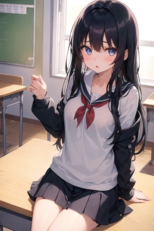 NSFW,masterpiece,Highest quality,High resolution,Super detailed,Yukinoshita Yukino\(My Youth Romantic Comedy is Wrong as Expected\),Black Hair,Long Hair,Light blue eyes,uniform,High quality lace open crotch panties,Small breasts,Dissatisfied face,Embarrassed,blush,School,locker room,bench,Girl getting changed,Open clothes,(Middle-aged men),Being watched by men