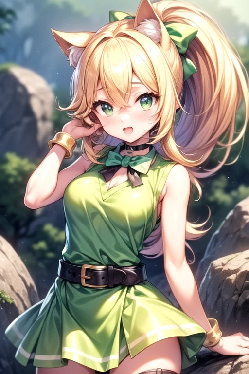 ((((Obra maestra, La mejor calidad, ultrahigh resolution)))), 1girl, standing,), ((long pure blonde hair, hair over eye)), long hair cut, shiny skin, ((green eyes)), glowing_eyes, neon eyes, (ultra detailed eyes:0.7, beautiful and detailed face, detailed eyes:0.9), ((centered)), smirk, facing viewer, ((vibrant background, dark lighting, summer, sunlight)), large chested, looking at viewer, ((half closed eyes)), ((perfect hands)), (((head:1, arms, hips in view, elbows, in view))), ((hands behind back)), empty eyes, beautiful lighting, ((outside, outdoors)), defined subject, head tilt, (((gritty)), ((creepy)), ((cool)), ((beautiful)), (((SFW))), hair ornament, petals in the air, moon in the sky, city, mature woman, adult woman, sfw, golf and green dress, night dress, she is a princess, fang
