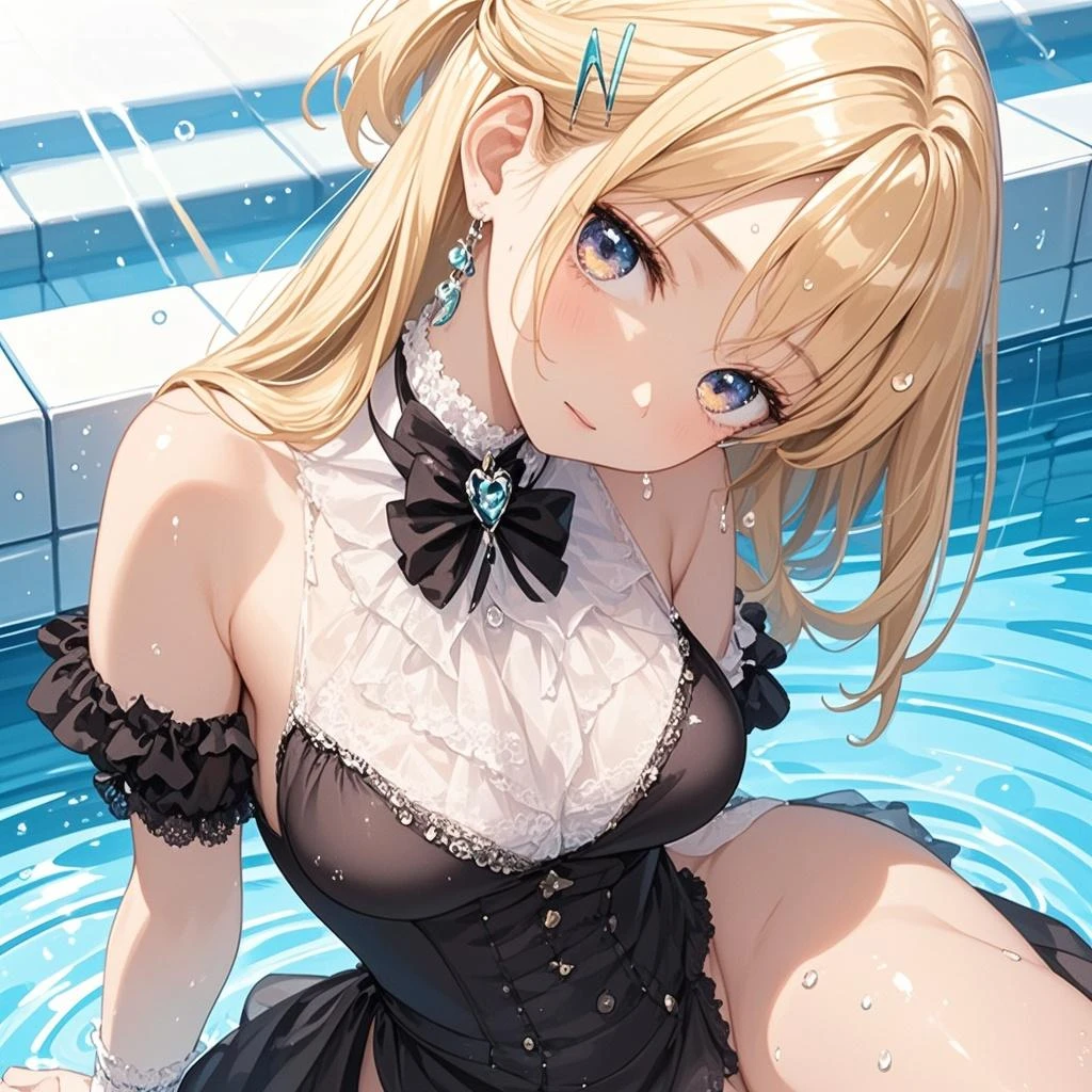 (Super best quality)(Highest quality)(Attention to detail)
Maid clothes, White apron, Headband, (Fashionable clothes)
Gothic Dress, ribbon, Maid clothes, (白と黒のMaid clothes), Normal collar, Classic, Sleeve Sea, Beach, (Wave, Wave打ち), 高Wave, 荒Wave, In the water, (Waterlogged), Water Play, 
((Even my clothes are wet 1.1))((Even my clothes are soaked in water)), (Water drop 1.1), Soaking wet, ((Deep water depth)) ((Deeply immersed))
Blonde, Blue Eyes, Cat ear, tail, cute, Naughty, The best smile, Water droplets all over the body((全身にWater drop 1.1)), Long, Water drops on my arms, Water drips from the clothes, Small breasts, Less exposure, Floating offshore, The clothes are sinking, Submersion,