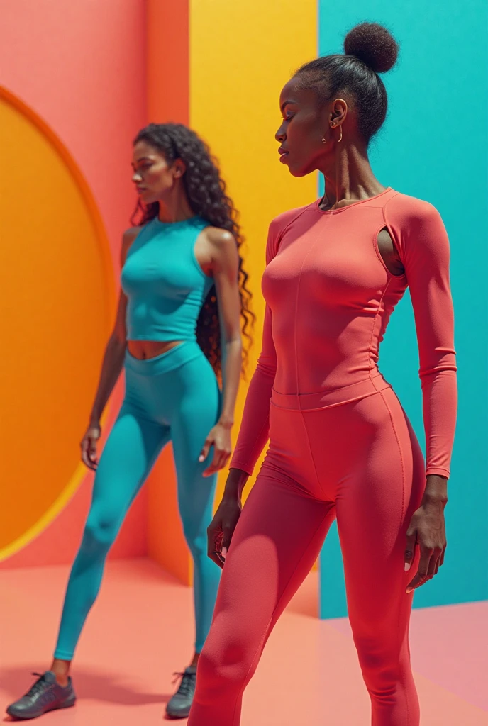 athleisure wear in soft pastels that incorporates tech elements, like smart fabrics or built-in health monitoring features. These outfits should combine functionality with style, appealing to eco-conscious consumers who value both performance and sustainability.
Details: Generate images of pastel-colored leggings, sports bras, and hoodies made from sustainable, moisture-wicking fabrics like Tencel or recycled nylon. Highlight tech features like temperature regulation, integrated heart rate monitors, or UV protection. The designs could include subtle geometric patterns or reflective details for a futuristic touch.
Visual Style: Use a modern, urban backdrop with elements of nature, such as a city park or rooftop garden, to convey the versatility of the outfits in different environments. The colors should be soft but vibrant enough to stand out against the background, with dynamic poses to showcase the functionality of the clothing.